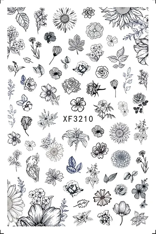 3D Nail Art Stickers Manicure Decoration Design Nail Art Decal Green Clover Leaf Nail Art Designer Decals Beautiful Flower