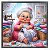 Happy Old Lady - 11CT Stamped Cross Stitch - 45*45cm