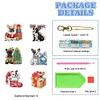 (US Local)6PCS  Christmas Dogs DIY Diamond Painting Keychain Diamond Art Keyrings