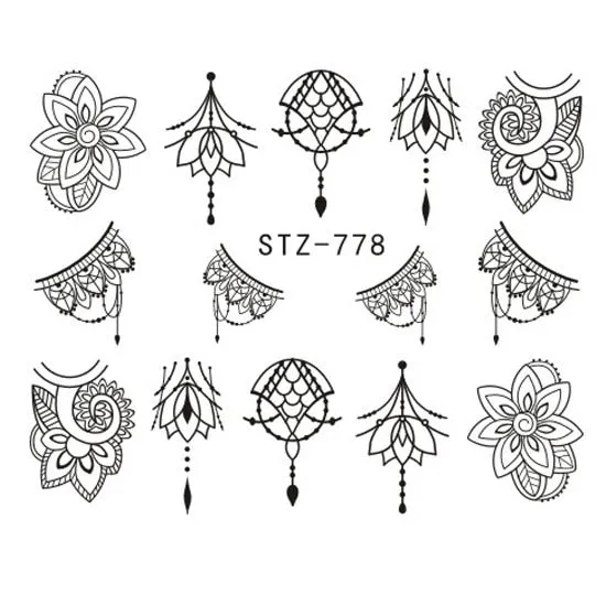 Nail Stickers Water Transfer Necklace Petals Feathers Hanging Flowers Designs Nail Decal Decoration Tips For Beauty Salons-Nail Inspo