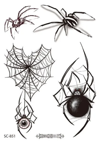 12 Kinds Big 3D Spider Tattoo Waterproof Halloween Temporary Body Art Sticker Disposable Make Up Scary tatouage temporaire