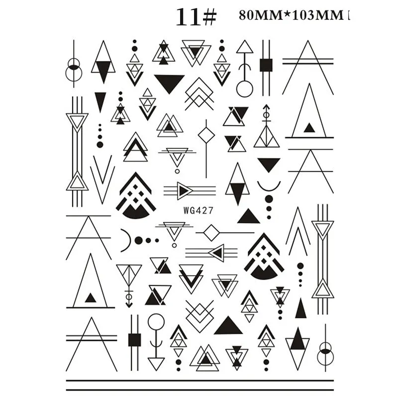 Geometric Lines Flowers Leaves 3D Nail Sticker Figure Woman Face Pattern Special Self Adhesive Nail Art Decals Manicures Sliders-Nail Inspo