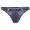 Men's Sexy T-Back Thongs Low Rise Underwear Bulge Pouch Ice Silk Briefs