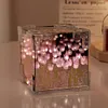 Tulip Night Light Handmade DIY Magic Cube Tulips Flower Table Lamp and Mirror Home decor Gift