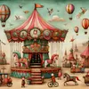 >SALE<Full Embroidery Eco-cotton Thread 11CT Print Carousel Cross Stitch Kit 50x50cm