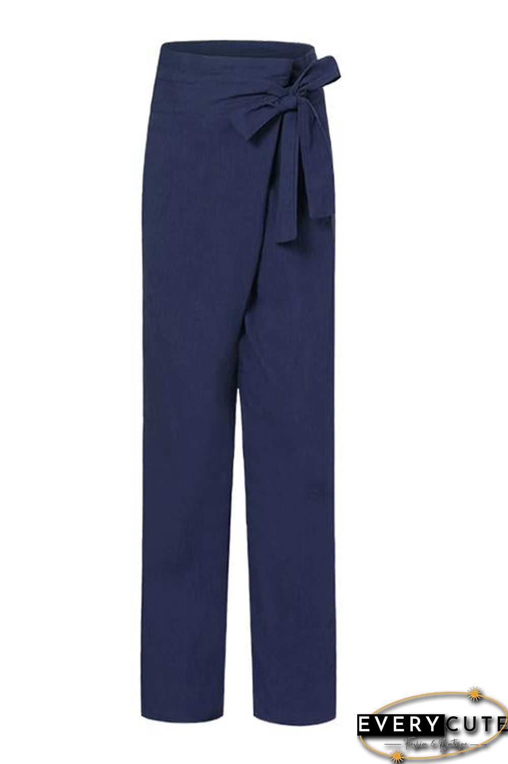 Side Knot Pockets Loose Pants