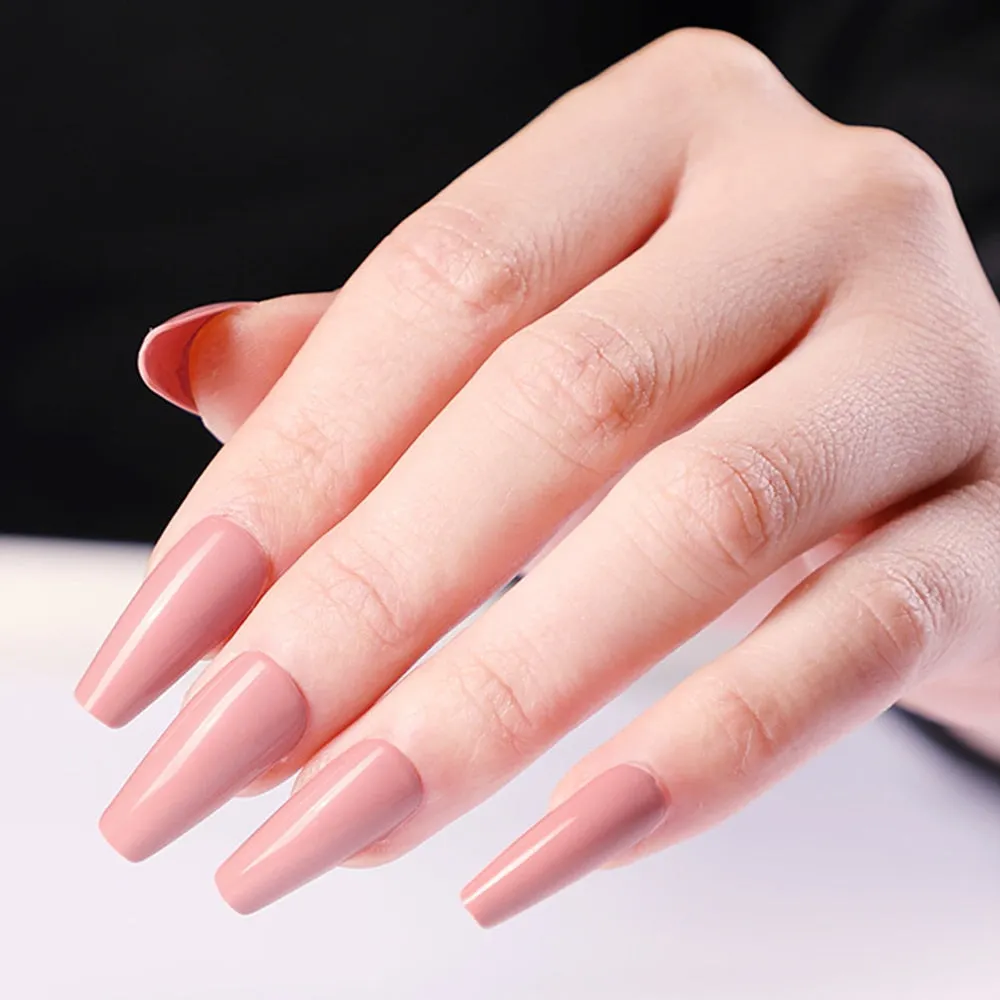 24Pcs Glossy Black Long Stiletto Fake Nail Ballerina Coffin False Nails For Design DIY Full Cover Lady Finger Tips Manicure Tool-Nail Inspo