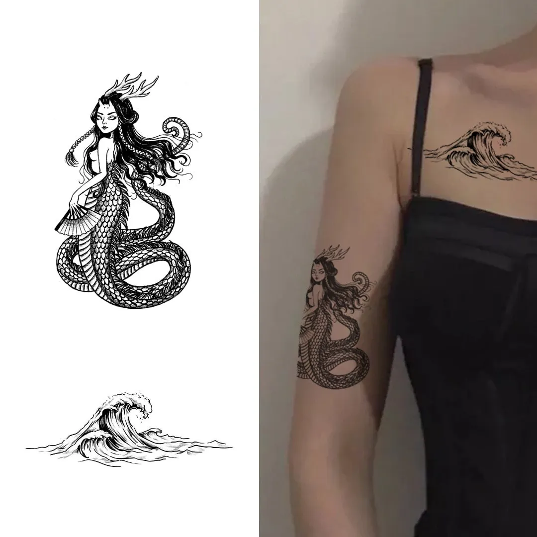 black snack scorpion temporary tattoos for men women arm wrist fake tatto stickers waterproof fish flash decals animal tatoos