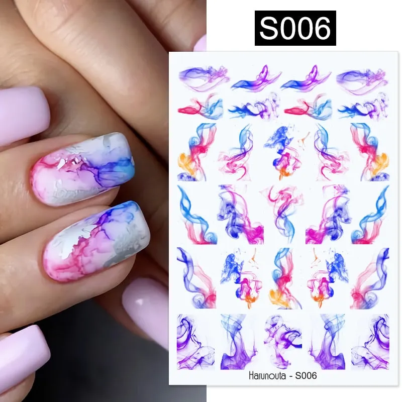 Geometric Lines Flowers Leaves 3D Nail Sticker Figure Woman Face Pattern Special Self Adhesive Nail Art Decals Manicures Sliders-Nail Inspo