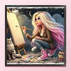【Limited Stock Sale】Drawing Girl-11CT Stamped Cross Stitch 50*50cm/19.69*19.69in