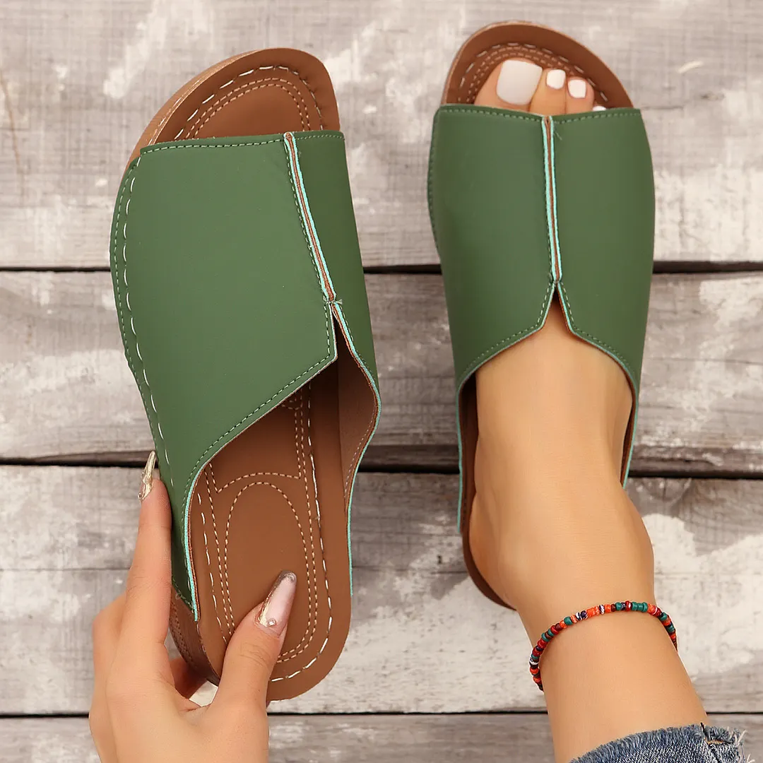 Qengg Qengg Spring And Summer New Cool Drag Women's Shoes Comfortable Slope And Thick Sole Simple Casual Wear Slippers