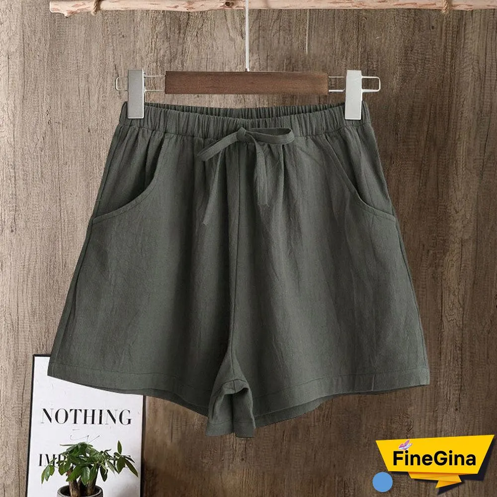 Casual Style Cotton Linen Pants Women Spring Summer New Elastic Waist Solid Basic Retro Loose Women's Harem Pants Trousers