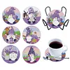 6Pcs/set Diamond Painting Gnome Coaster Cup Cushion with Rack Decor