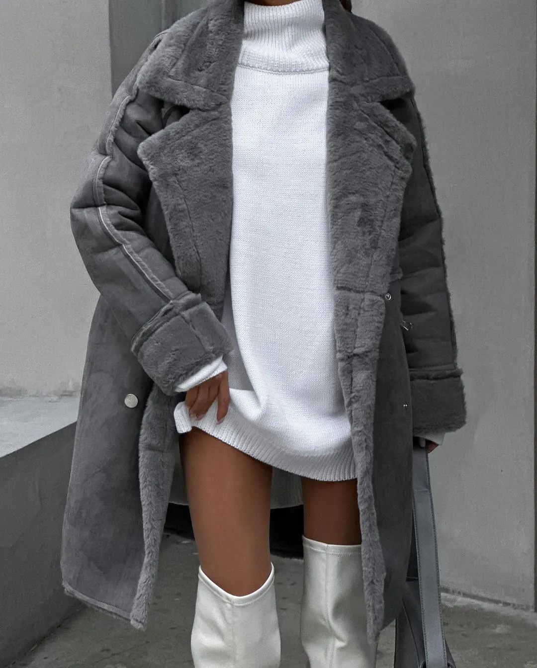 Nigikala Nigikala Winter New Fur Coat Collar Long Sleeves Plush Jacket