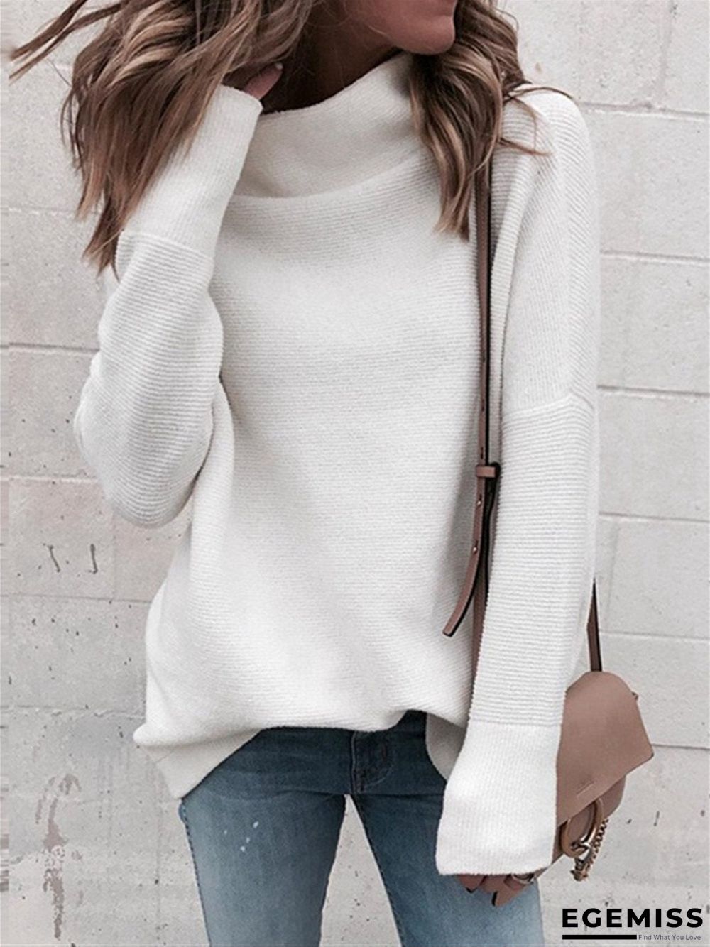 Long Sleeve Turtleneck Knitted Sweater | EGEMISS