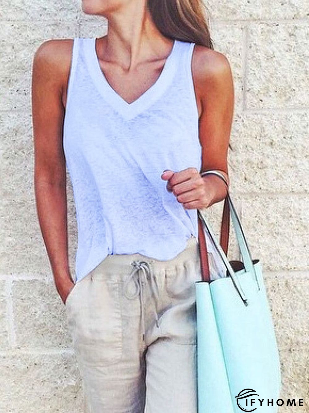 Women Solid Shift Casual Sleeveless shirt & Top | IFYHOME