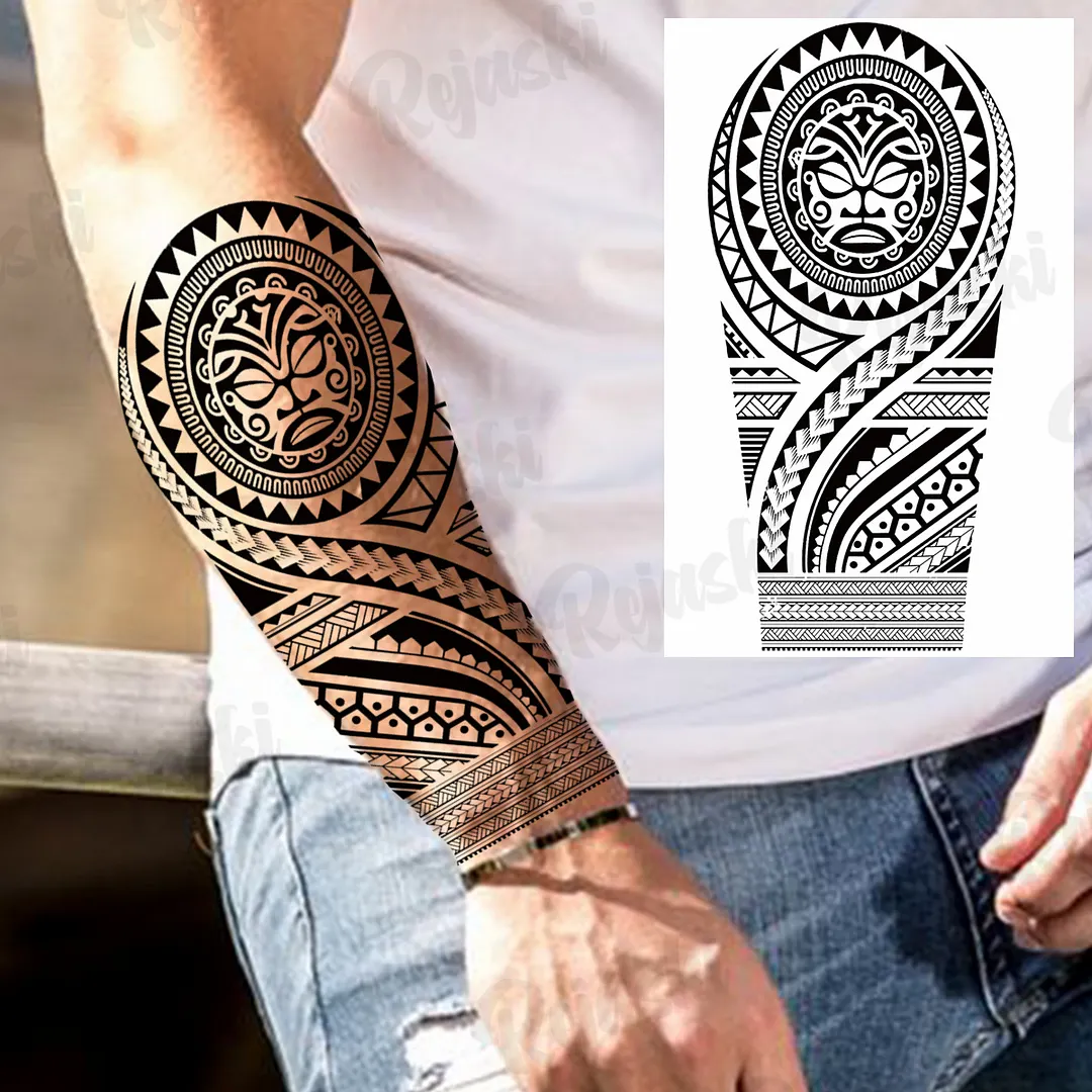 Sdrawing Thorns Temporary Tattoos For Adults Men Realistic Totem Maori Lion Compass Flower Tiger Fake Tattoo StickerArm Tatoos DIY