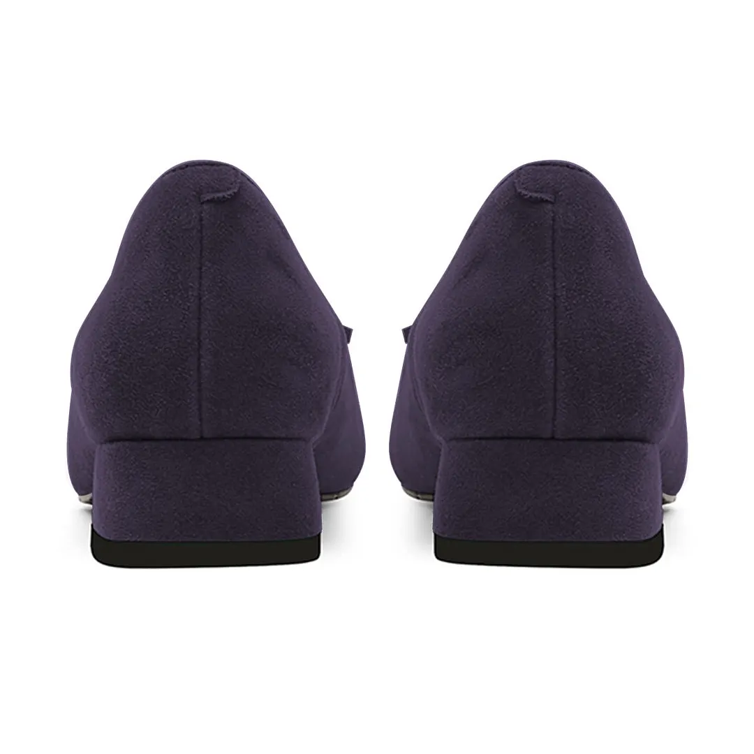 Dark Purple Square Toe Tassel Vegan Suede Loafer Shoes Women