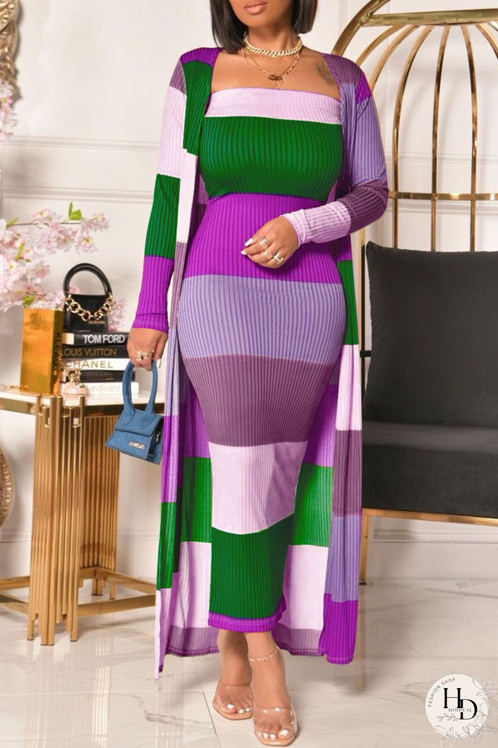 Blue Fashion Casual Patchwork Basic Long Sleeve Two Pieces