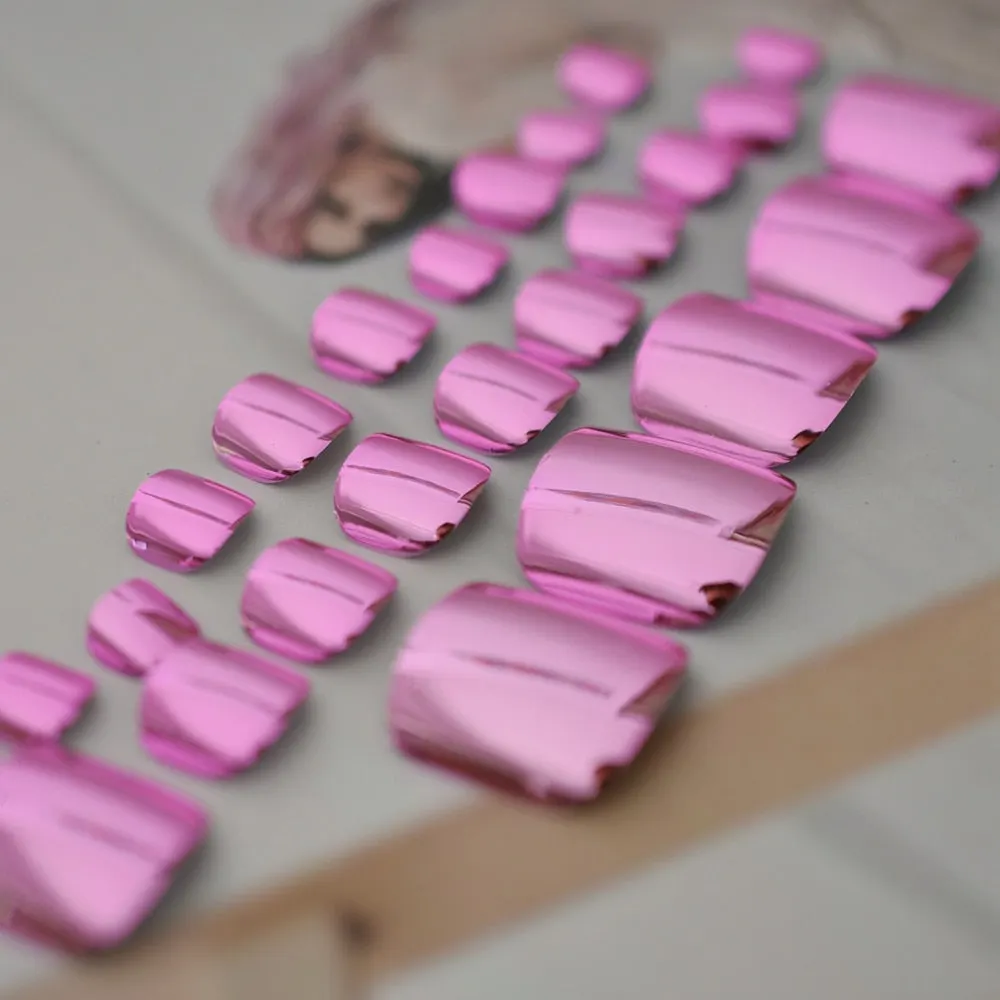 Beige White French Nails Acrylic Nude Toe Nails Shiny Surface Toenails Tips Decoration Designed Fake Nails 24pcs/kit-Nail Inspo