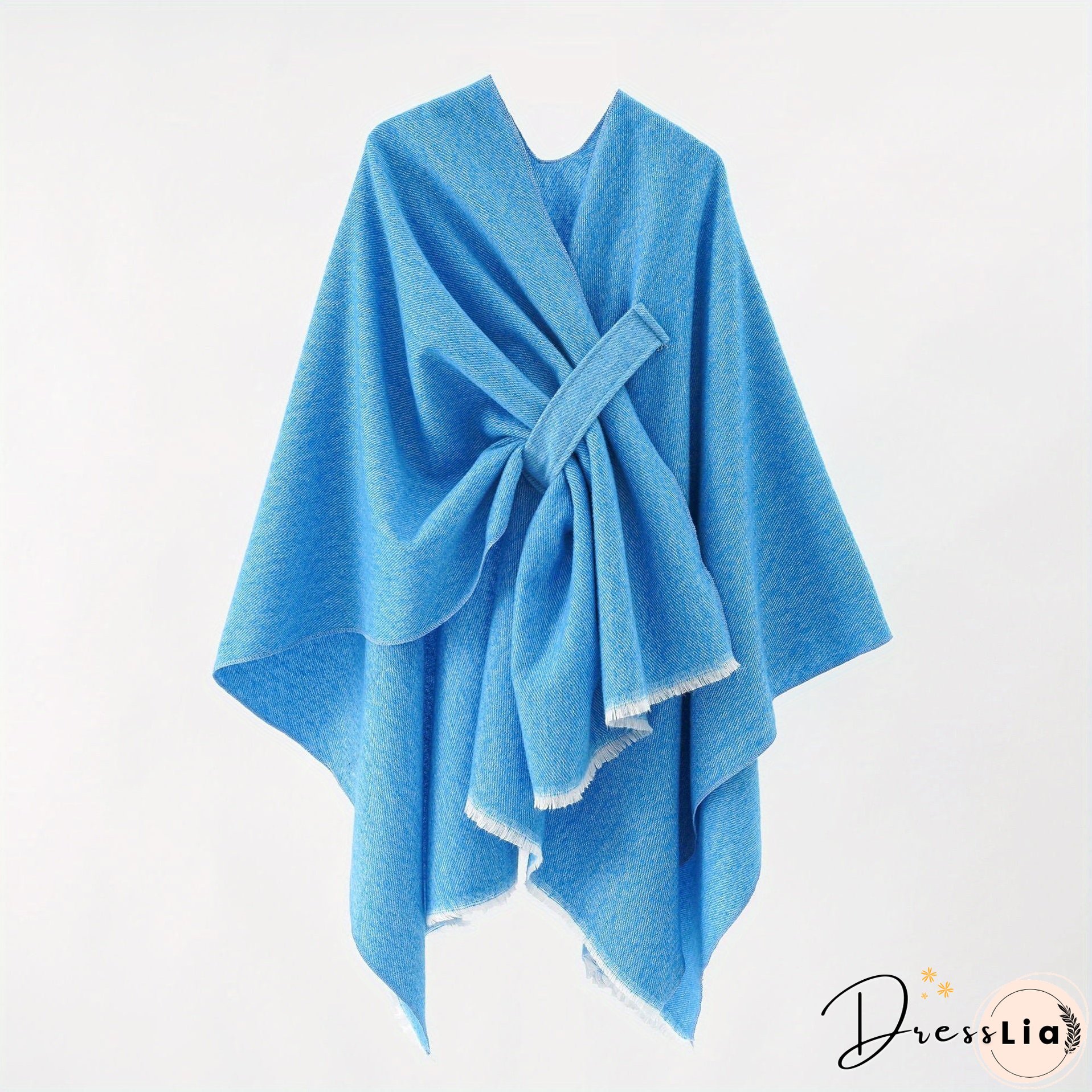 Solid Color Comfortable Shawl With Sleeves, Multifunctional Outdoor Windproof And Coldproof Cloak