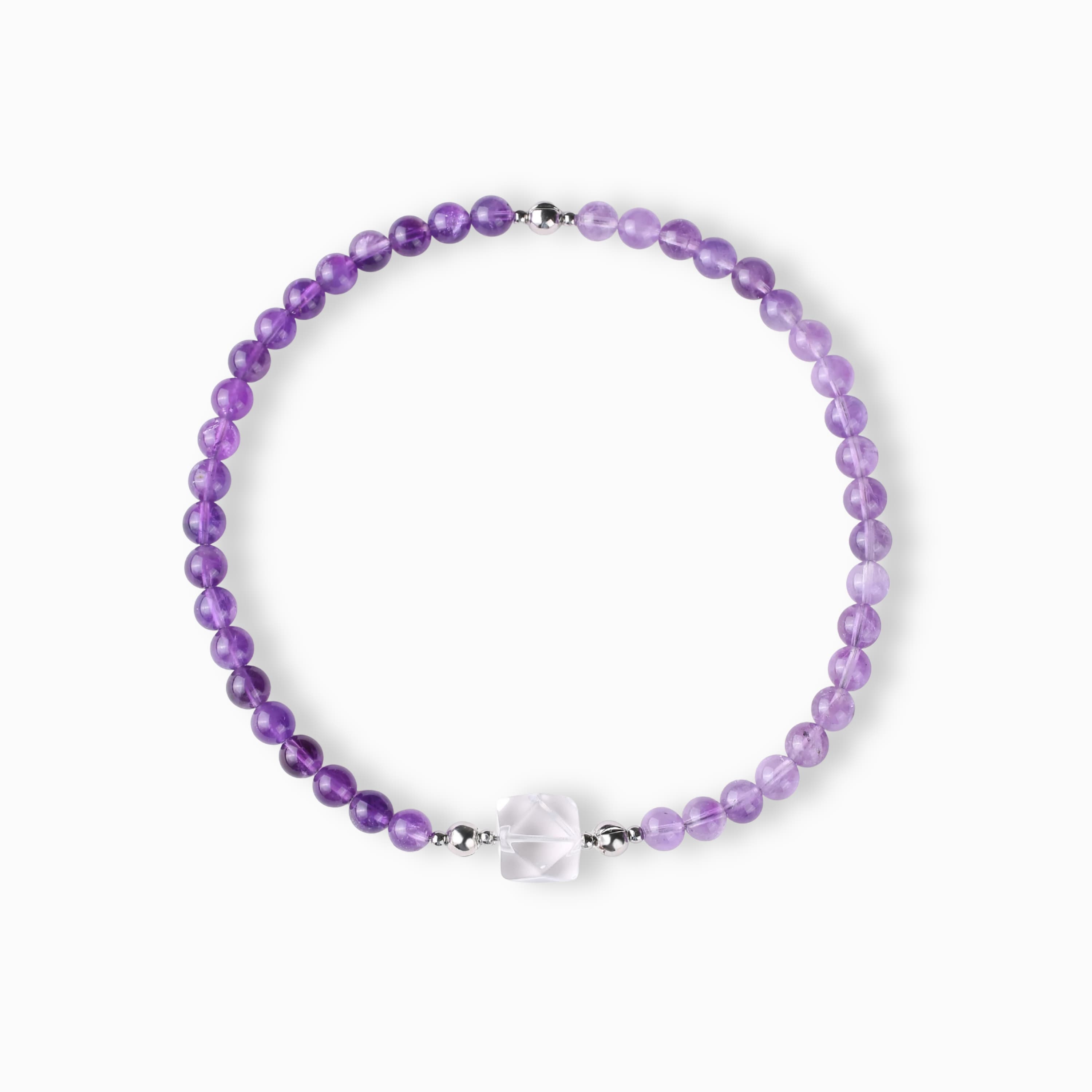 Deep Light Amethyst Clear Quartz Magnetic Necklace Set with modular magnetic styling, product view