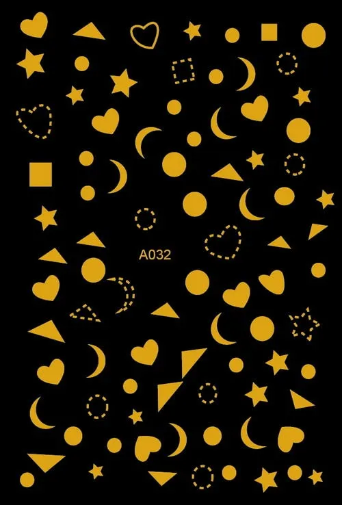 Black Wave Gold Stars White Line Nail Art Stickers Designs Manicure Sticker Back Glue Accessories for Nail Art Decoration Decals-Nail Inspo