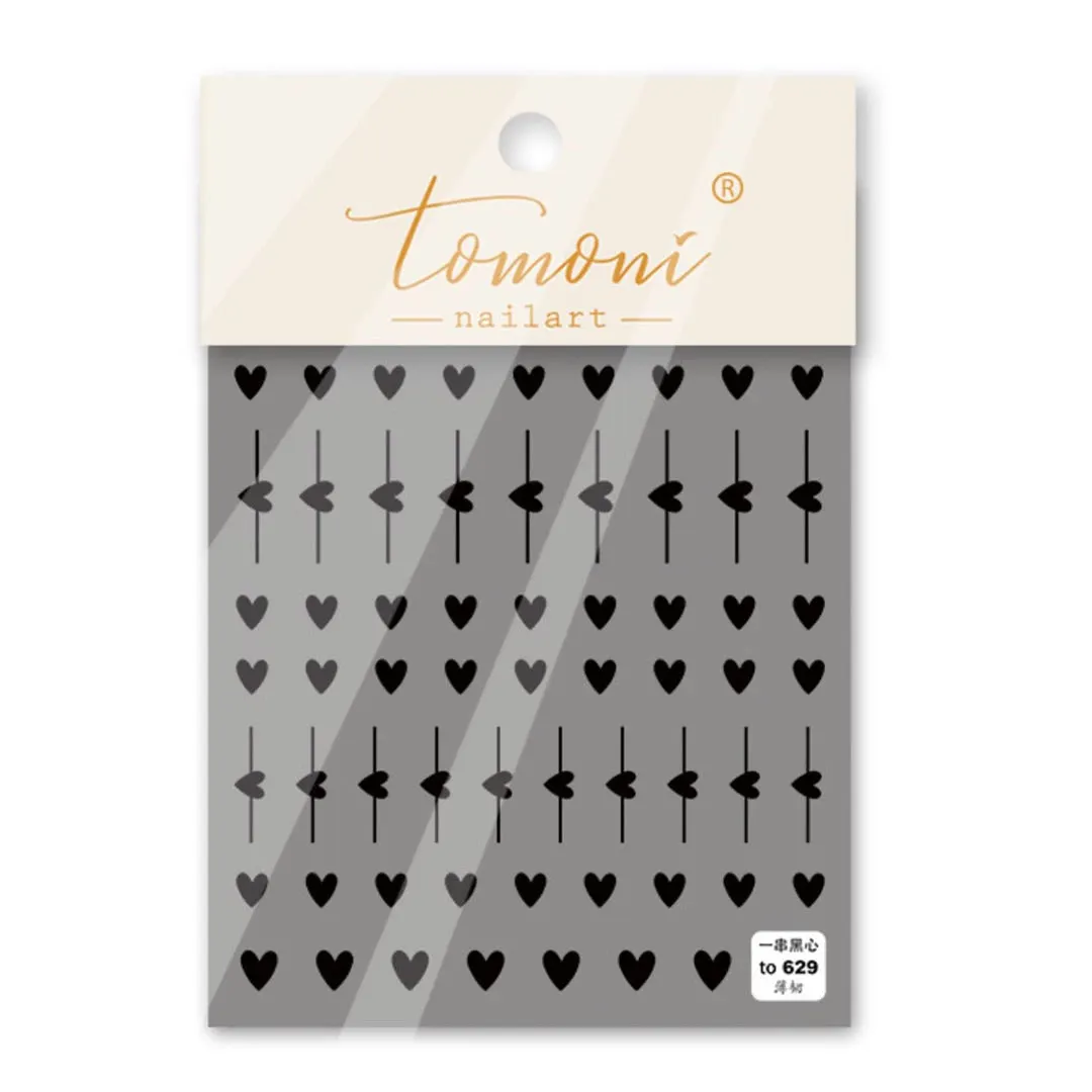 Beautizon Black and Red Hearts High Quality 3D Engraved Nail Stickers Nail Art Decorations Nail Decals Design-Nail Inspo