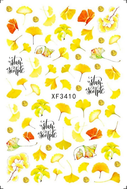 Nail Art Stickers Green Nature Manicure Nails Design Decal Back Glue Decoration Plant Leaf Nail Art Decals Sticker Decor