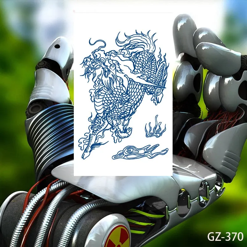 Temporary Tattoo Stickers Dragon Eagle Juice Timberwolves Ink Lasting Waterproof Natural Arm Body Chest Realistic Art Fake Tatoo