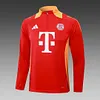 2024/2025 Bayern Munich Half-Pull Training Suit Red（Yellow collar）Football Shirt 1:1 Thai Quality