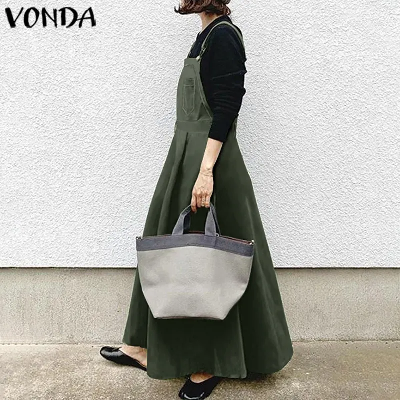 Uveng Uveng Ebaywish Women's Solid Color Casual Long Strap Dress