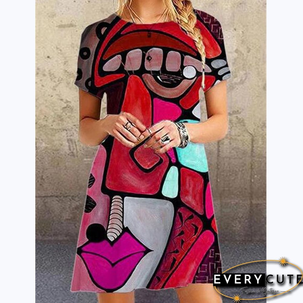 Fashion Printed Large Size Loose Dress