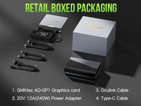 新品 GMKtecポータブルeGPU AMD 7600M XT 8GB AMD Radeon 7600M XT-- AD-GP1 External GPU Docking Station