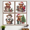 12pcs Christmas Yak-11CT Stamped Cross Stitch Set 12.5*12.5cm/4.92*4.92in