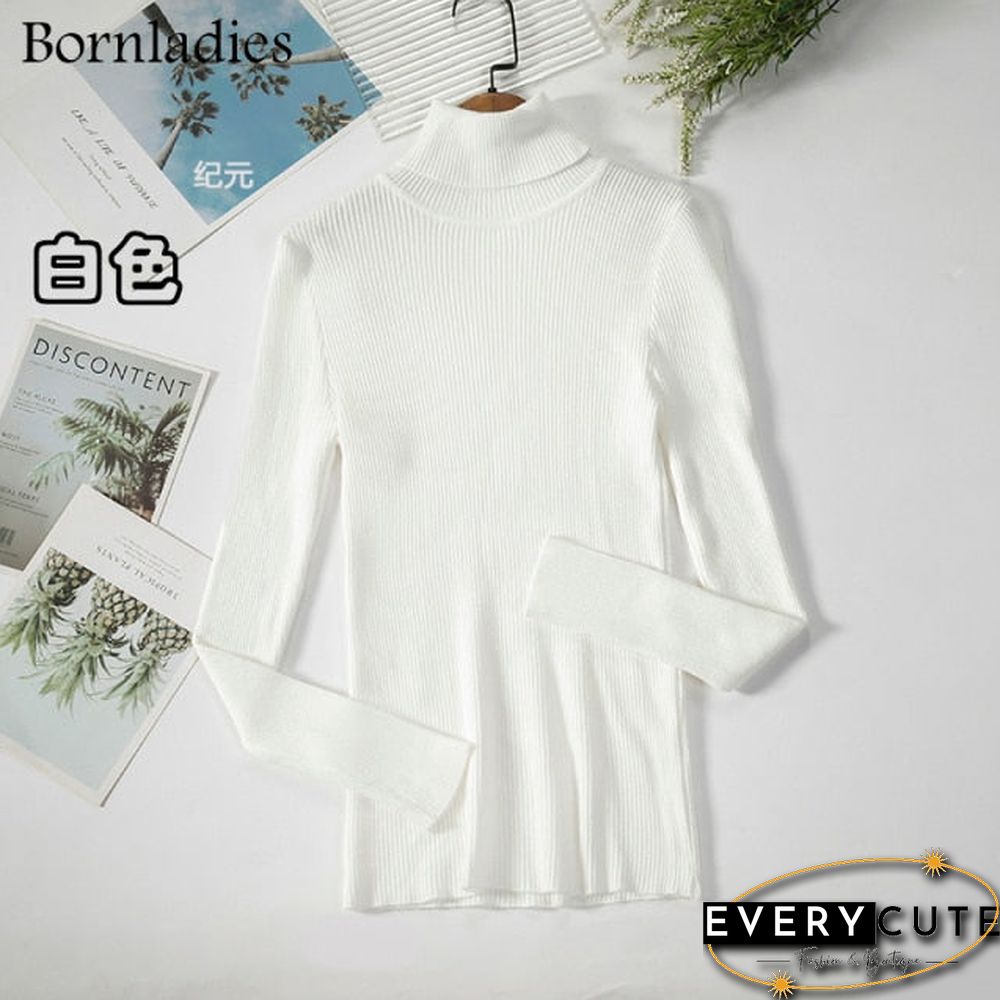 Bornladies Basic Turtleneck Women Sweaters Autumn Winter Tops Slim Women Pullover Knitted Sweater Jumper Soft Warm Pull