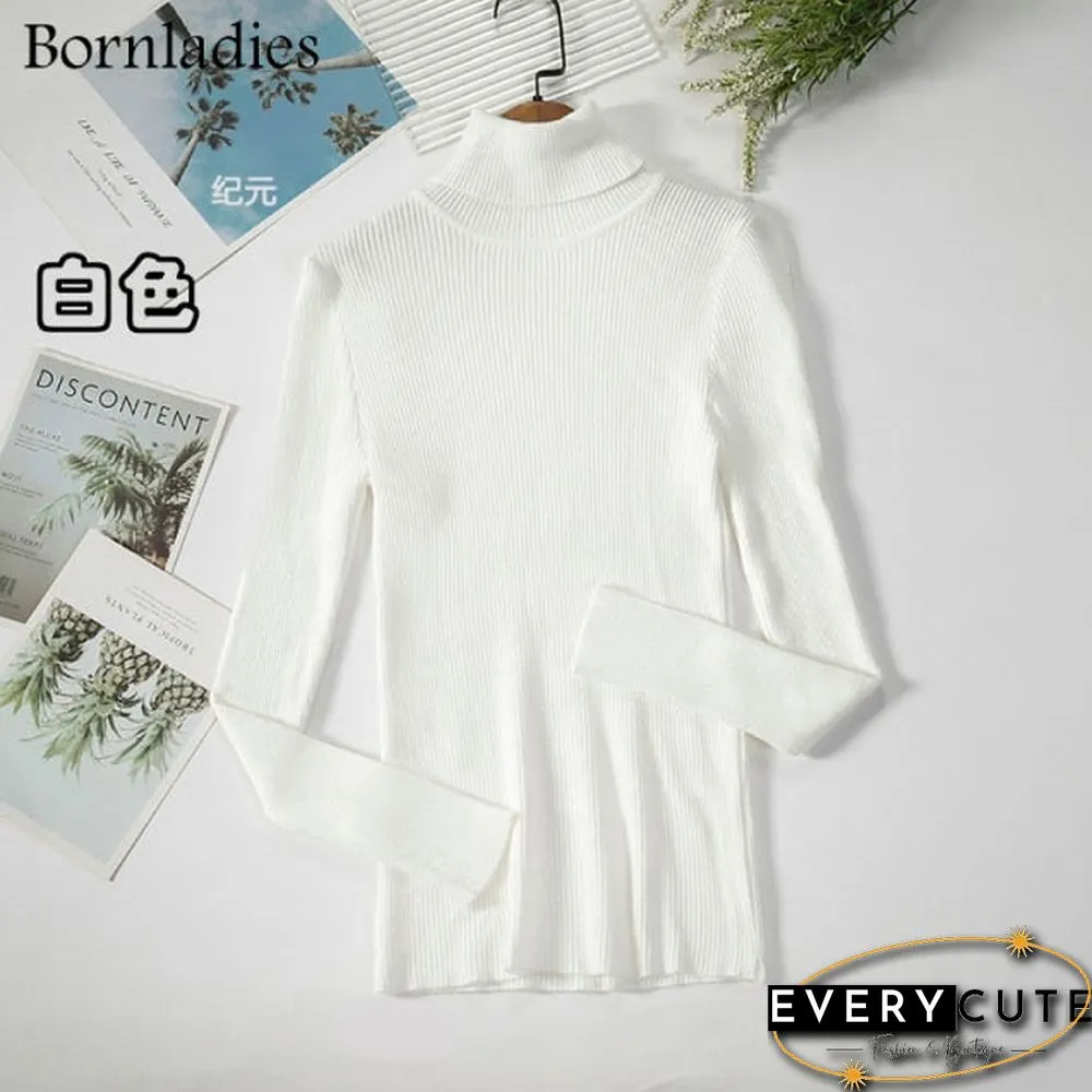 Bornladies Basic Turtleneck Women Sweaters Autumn Winter Tops Slim Women Pullover Knitted Sweater Jumper Soft Warm Pull
