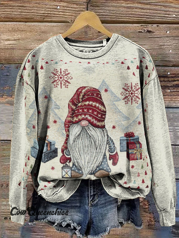 Retro Christmas Print Casual Sweatshirt Multicolor / S