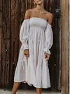 Bowknot Elasticity Off-The-Shoulder Midi Dress