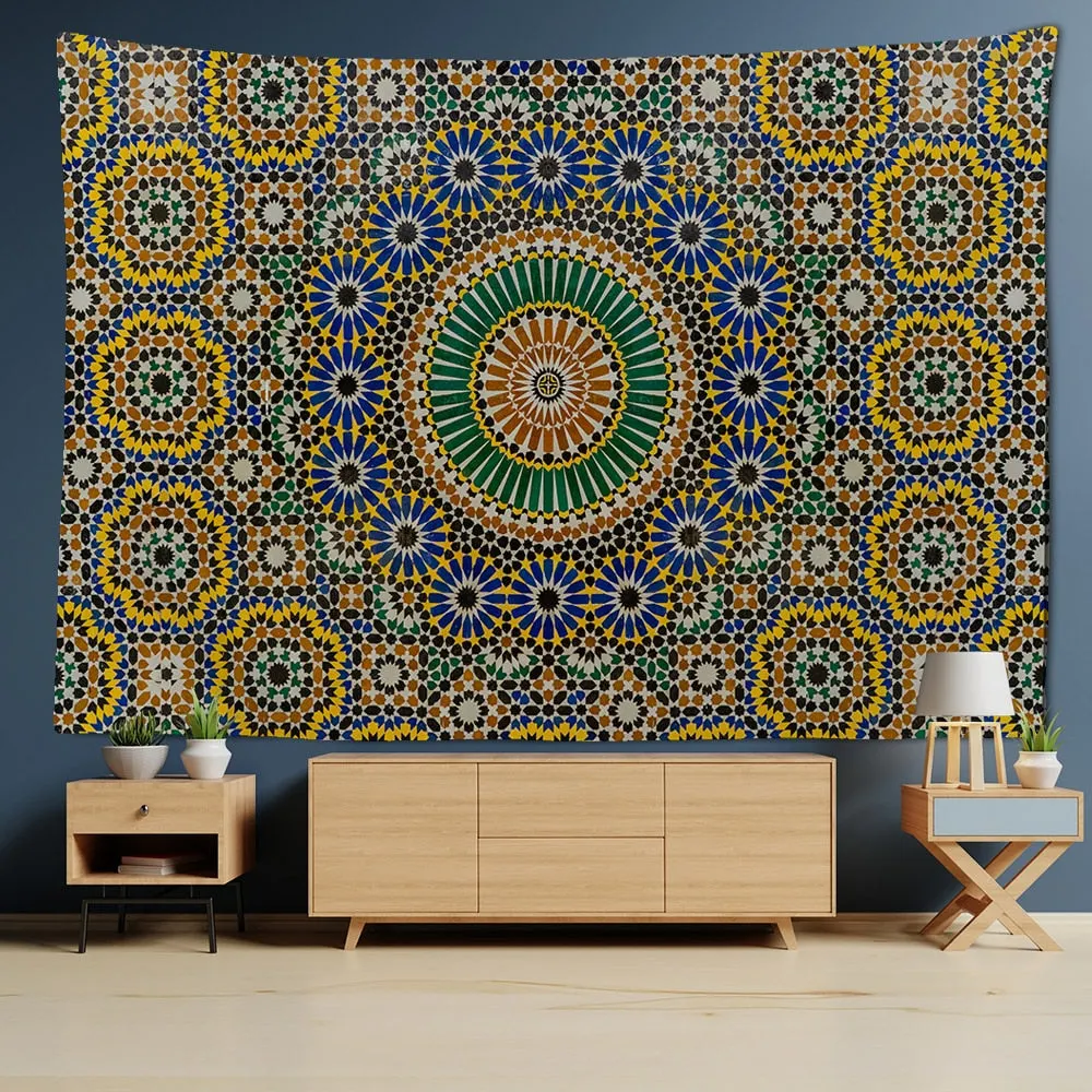 Geometry Indian Mandala Tapestry Wall Hanging Hippie Home Decorative Boho Yoga Polyester Cloth Hippies Mandala Tapestry