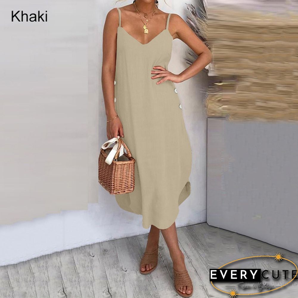 Women Summer Long Dress Spaghetti Strap V Neck Irregular Hem Holiday Casual Party Dress Sundress Plus Size S-5XL