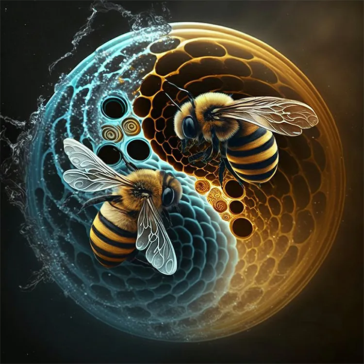 Tai Chi Bee Painting 30*30CM(Canvas) Full Round Drill Diamond Painting gbfke