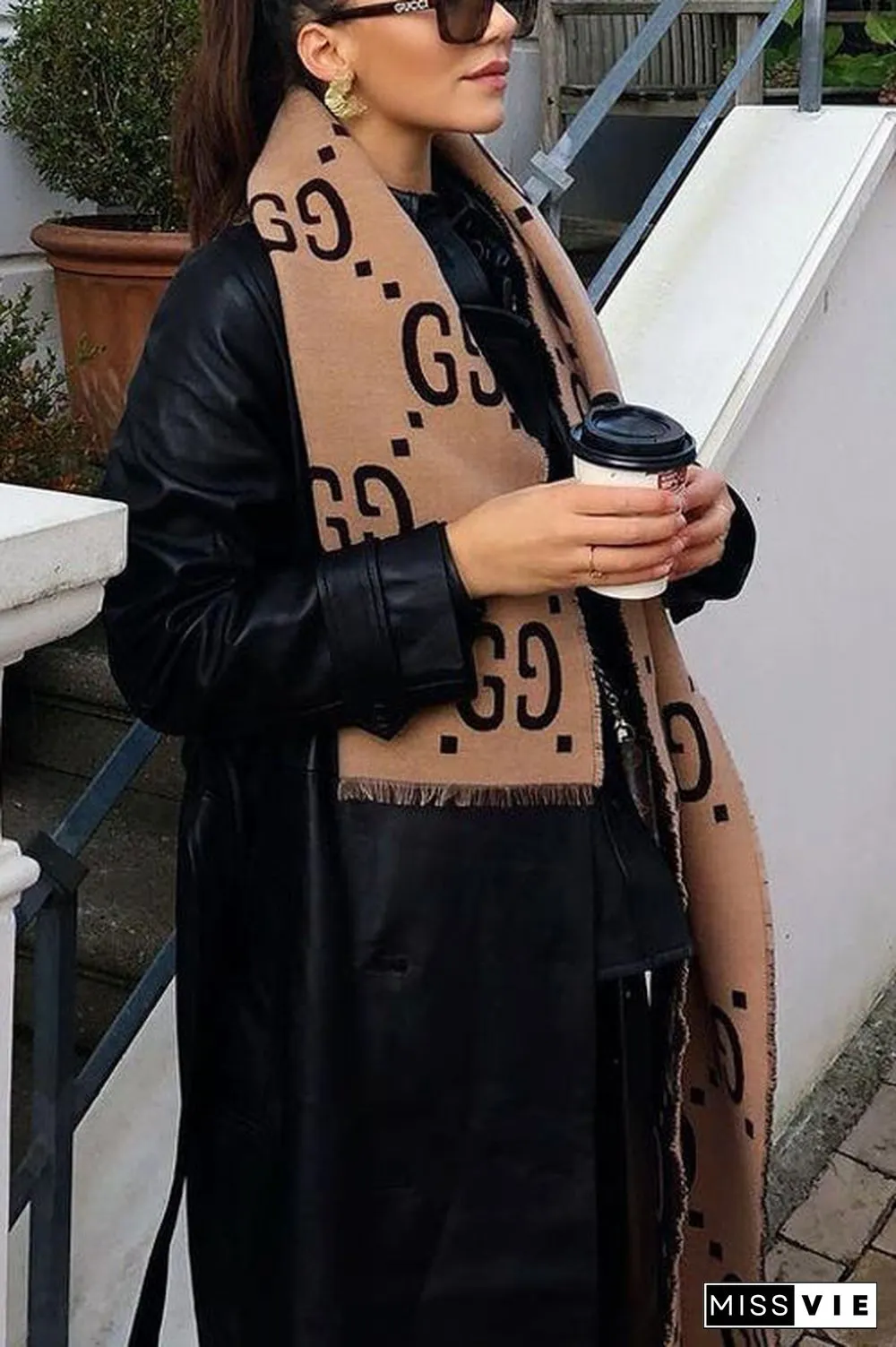 Ripped Letter Print Scarf