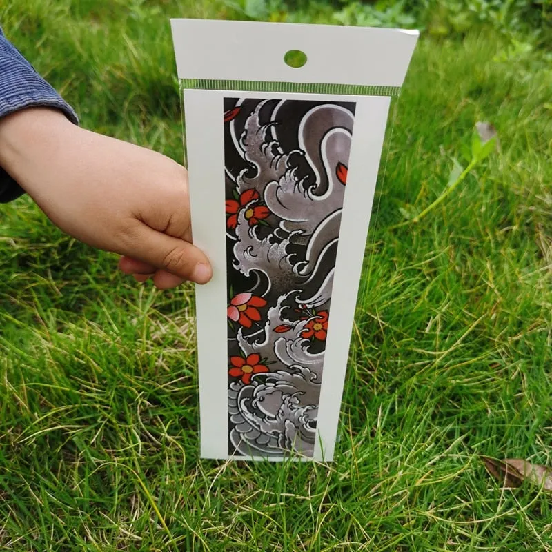 Waterproof Flower Arm Temporary Tattoo Sticker Chinese Wind Arm Ring Wave Art Dec Fake Tattoo Men Women Foot Ring Tattoo Sticker
