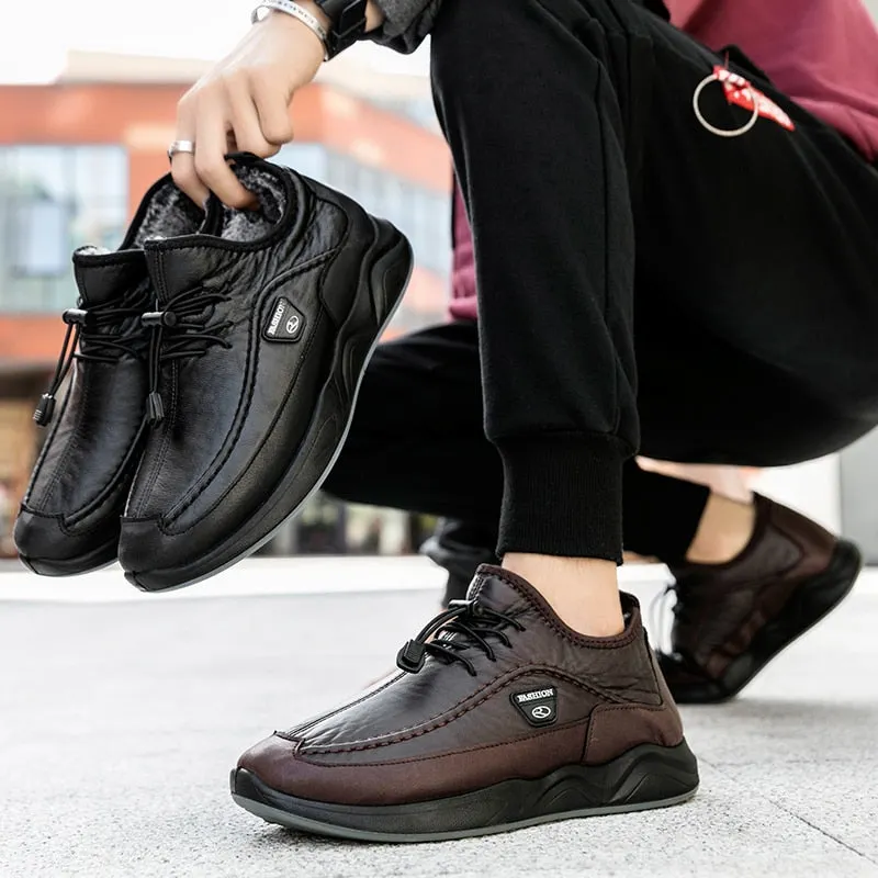 Autumn Winter Men's Quality Leather Shoes Kitchen Shoes Casual Breathable Male Footwear Outdoor Non-slip Waterproof Sneakers