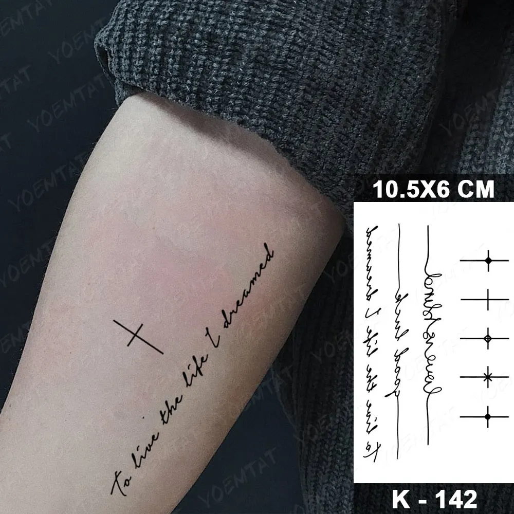 Waterproof Temporary Tattoo Sticker Black Point Line Sunflower Geometric Rose Flash Tatoo Fake Tatto For Body Art Women Men