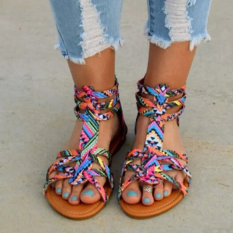 2020 Fashion New Women Summer Women Shoes Bohemia Gladiator Beach Flat Casual Leisure Female Ladies Sandals 5 Color