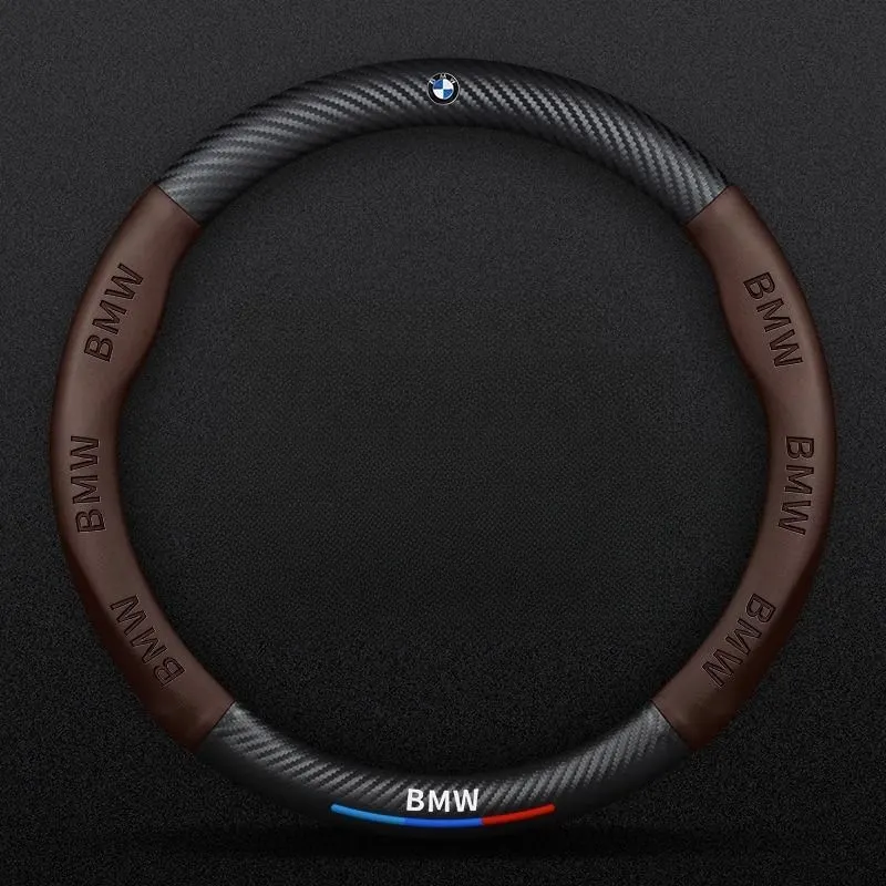 Customized carbon fiber suede steering wheel cover with car logo