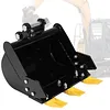 [US Local Warehouse] 400mm Bucket Metal Trenching Digger for Most 0.8-1.8 Ton Small Diggers Mini Excavator Digging Bucket Attachment 0.98in Hole 3.46in Center Wheelbase Mini Excavator Attachment w/ Metal Teeth