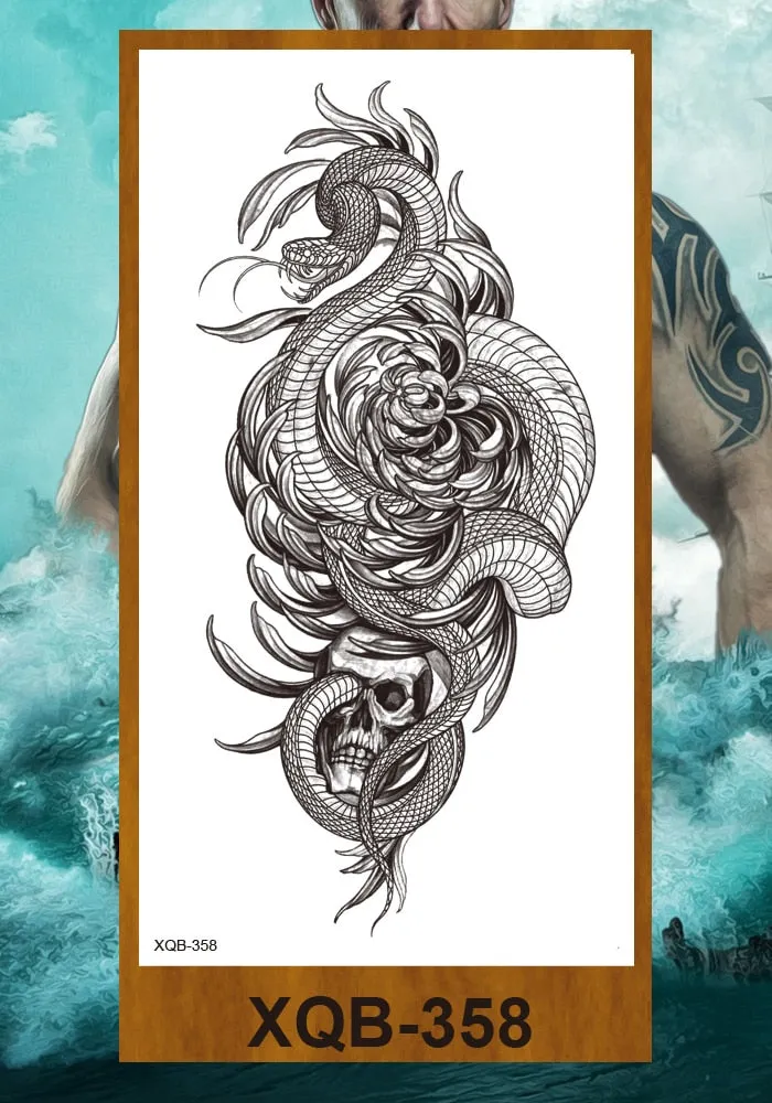 Tattoo Sticker Tribal Mighty Tiger Tatoo Men Women Africa Serengeti Lion Temporary Tattoo Black Indian Warrior Waterproof Flash